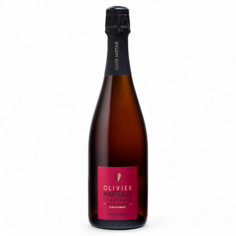 Botella de vino rosado de sangrado de la bodega Champagne Olivier Marteaux